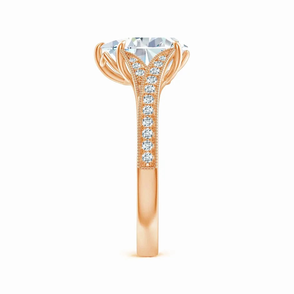 Lab-Grown Vintage Inspired Pear Diamond Split Shank Engagement Ring