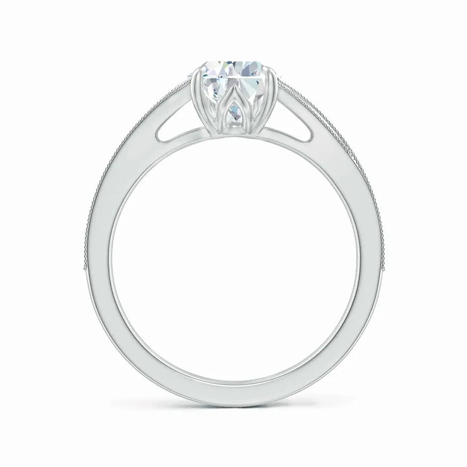 Lab-Grown Vintage Inspired Pear Diamond Split Shank Engagement Ring