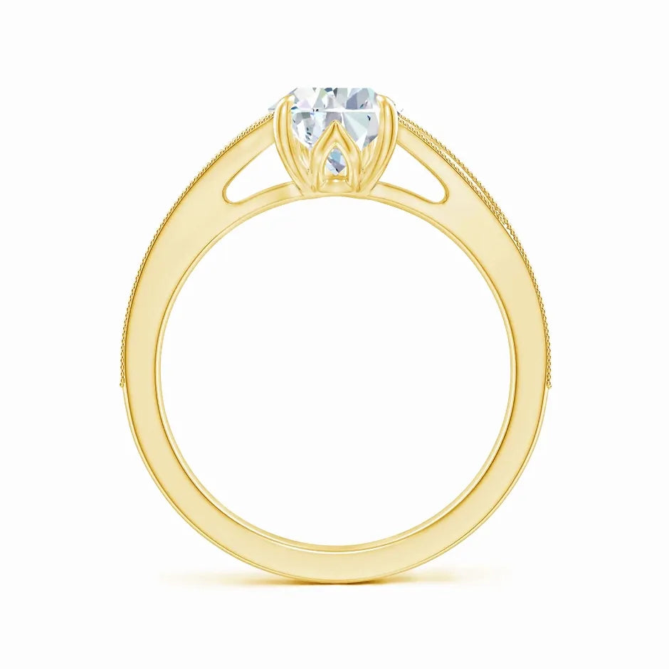 Lab-Grown Vintage Inspired Pear Diamond Split Shank Engagement Ring