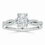 Load image into Gallery viewer, Lab-Grown Peg Head Radiant-Cut Diamond Twist Shank Engagement Ring
