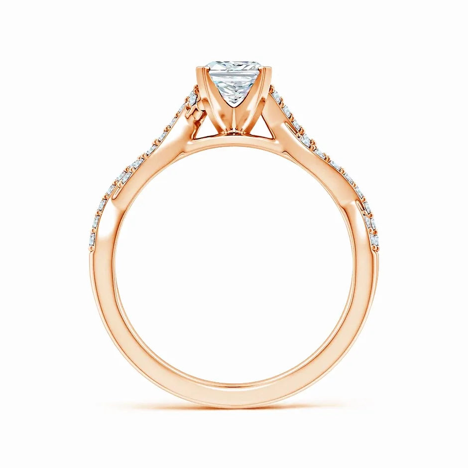 Lab-Grown Peg Head Radiant-Cut Diamond Twist Shank Engagement Ring