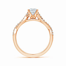 Lab-Grown Peg Head Radiant-Cut Diamond Twist Shank Engagement Ring