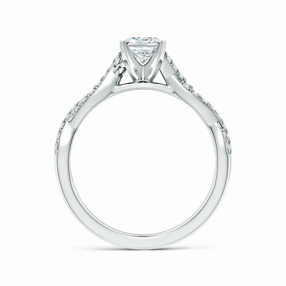 Lab-Grown Peg Head Radiant-Cut Diamond Twist Shank Engagement Ring