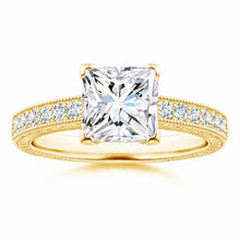 Lab-Grown Princess Cut Diamond Solitaire Ring with Milgrain Detailing