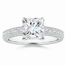Lab-Grown Princess Cut Diamond Solitaire Ring with Milgrain Detailing