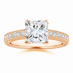 Load image into Gallery viewer, Lab-Grown Princess Cut Diamond Solitaire Ring with Milgrain Detailing
