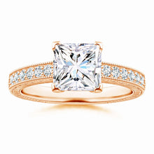 Lab-Grown Princess Cut Diamond Solitaire Ring with Milgrain Detailing