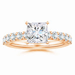 Load image into Gallery viewer, Lab-Grown Princess-Cut Diamond Solitaire Engagement Ring with Diamond Accents
