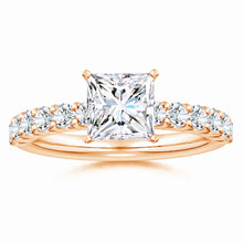 Lab-Grown Princess-Cut Diamond Solitaire Engagement Ring with Diamond Accents
