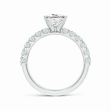 Lab-Grown Princess-Cut Diamond Solitaire Engagement Ring with Diamond Accents