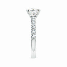 Lab-Grown Princess-Cut Diamond Solitaire Engagement Ring with Diamond Accents
