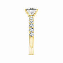 Lab-Grown Princess-Cut Diamond Solitaire Engagement Ring with Diamond Accents