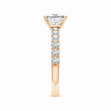 Lab-Grown Princess-Cut Diamond Solitaire Engagement Ring with Diamond Accents