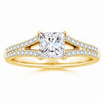 Load image into Gallery viewer, Lab-Grown Solitaire Princess-Cut Diamond Split Shank Engagement Ring
