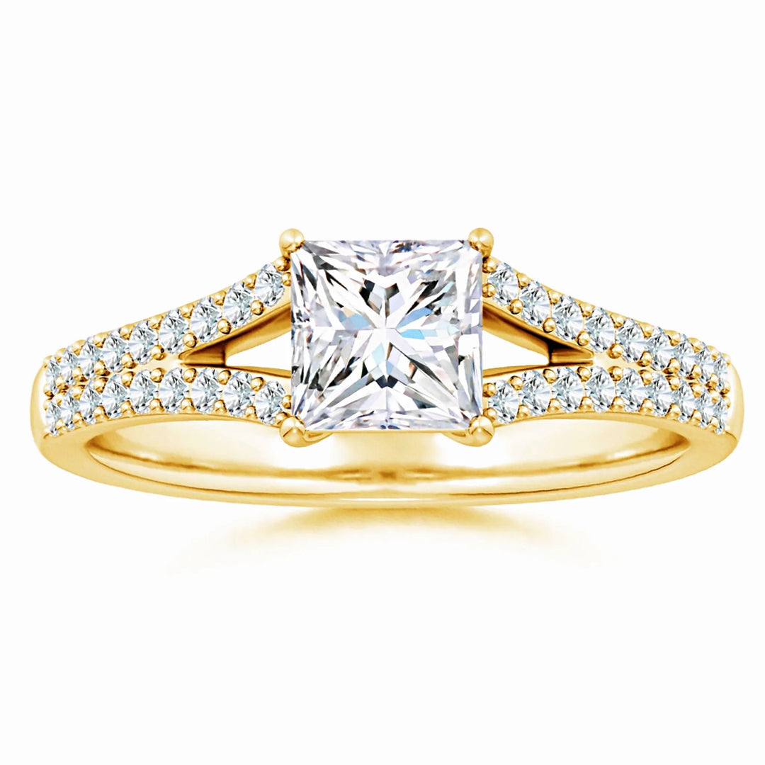 Lab-Grown Solitaire Princess-Cut Diamond Split Shank Engagement Ring