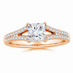 Load image into Gallery viewer, Lab-Grown Solitaire Princess-Cut Diamond Split Shank Engagement Ring
