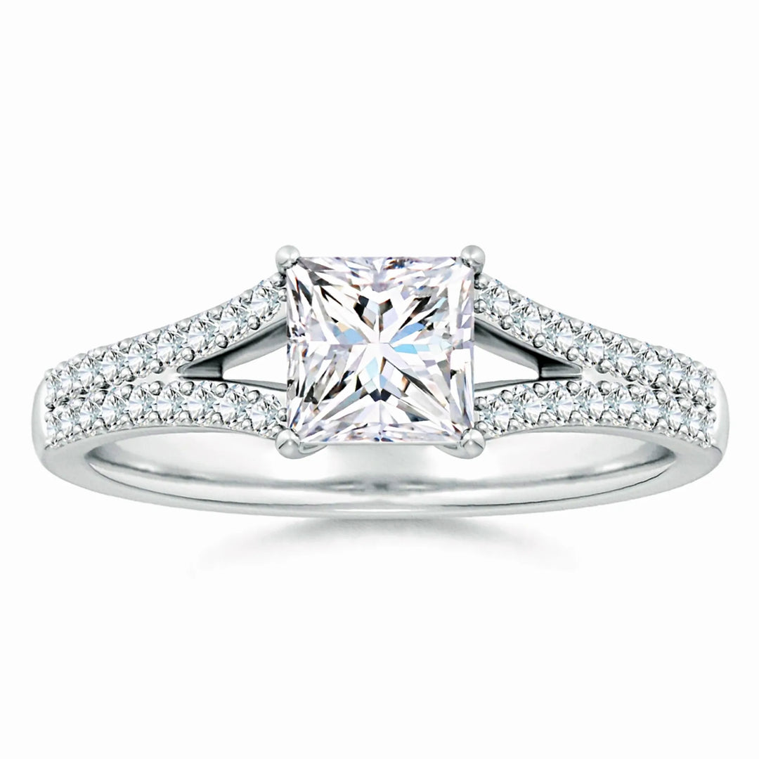 Lab-Grown Solitaire Princess-Cut Diamond Split Shank Engagement Ring