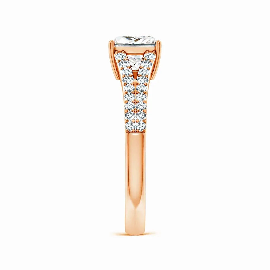 Lab-Grown Solitaire Princess-Cut Diamond Split Shank Engagement Ring