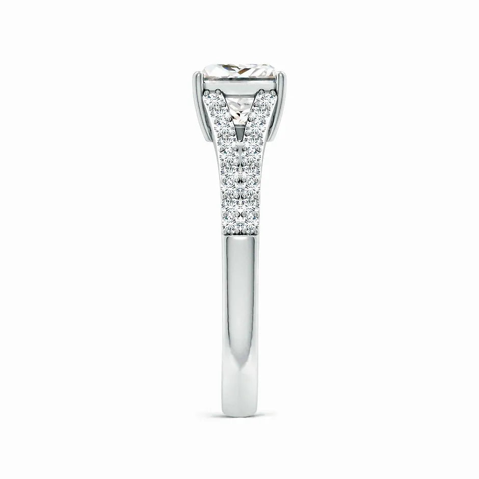 Lab-Grown Solitaire Princess-Cut Diamond Split Shank Engagement Ring