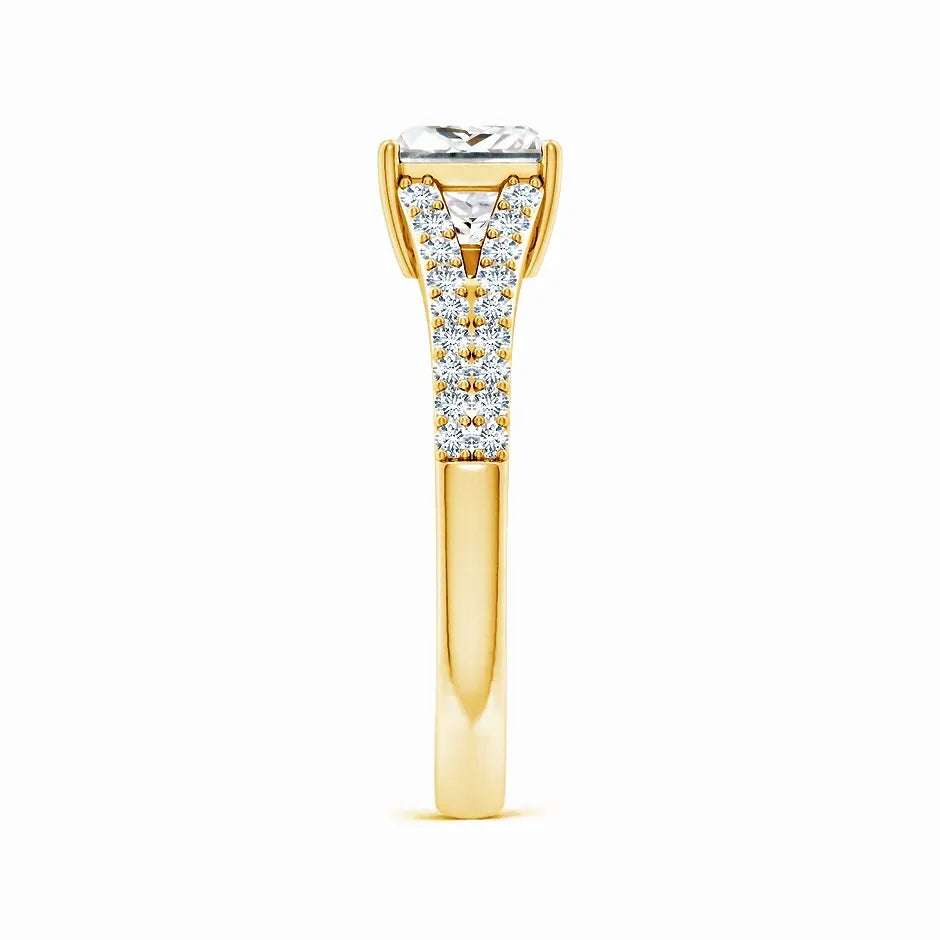 Lab-Grown Solitaire Princess-Cut Diamond Split Shank Engagement Ring