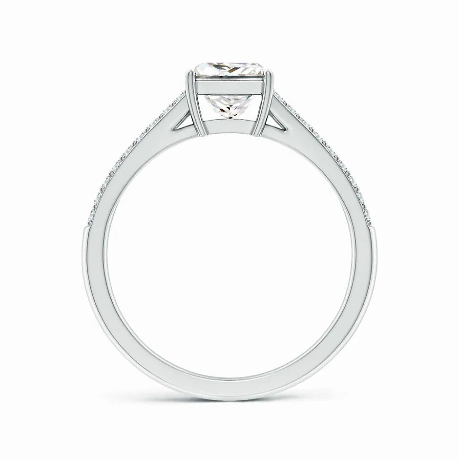 Lab-Grown Solitaire Princess-Cut Diamond Split Shank Engagement Ring