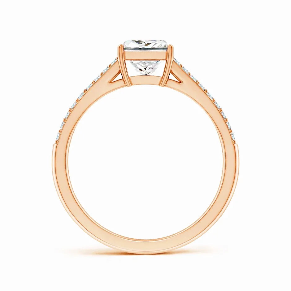 Lab-Grown Solitaire Princess-Cut Diamond Split Shank Engagement Ring