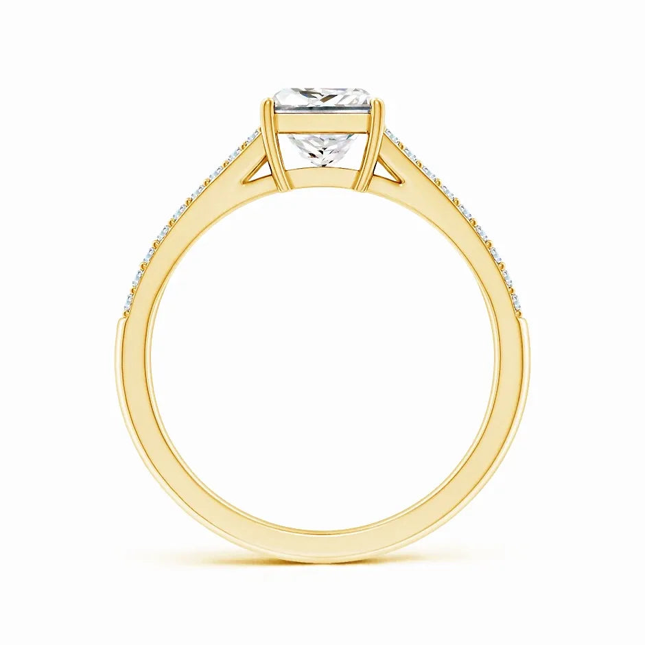 Lab-Grown Solitaire Princess-Cut Diamond Split Shank Engagement Ring