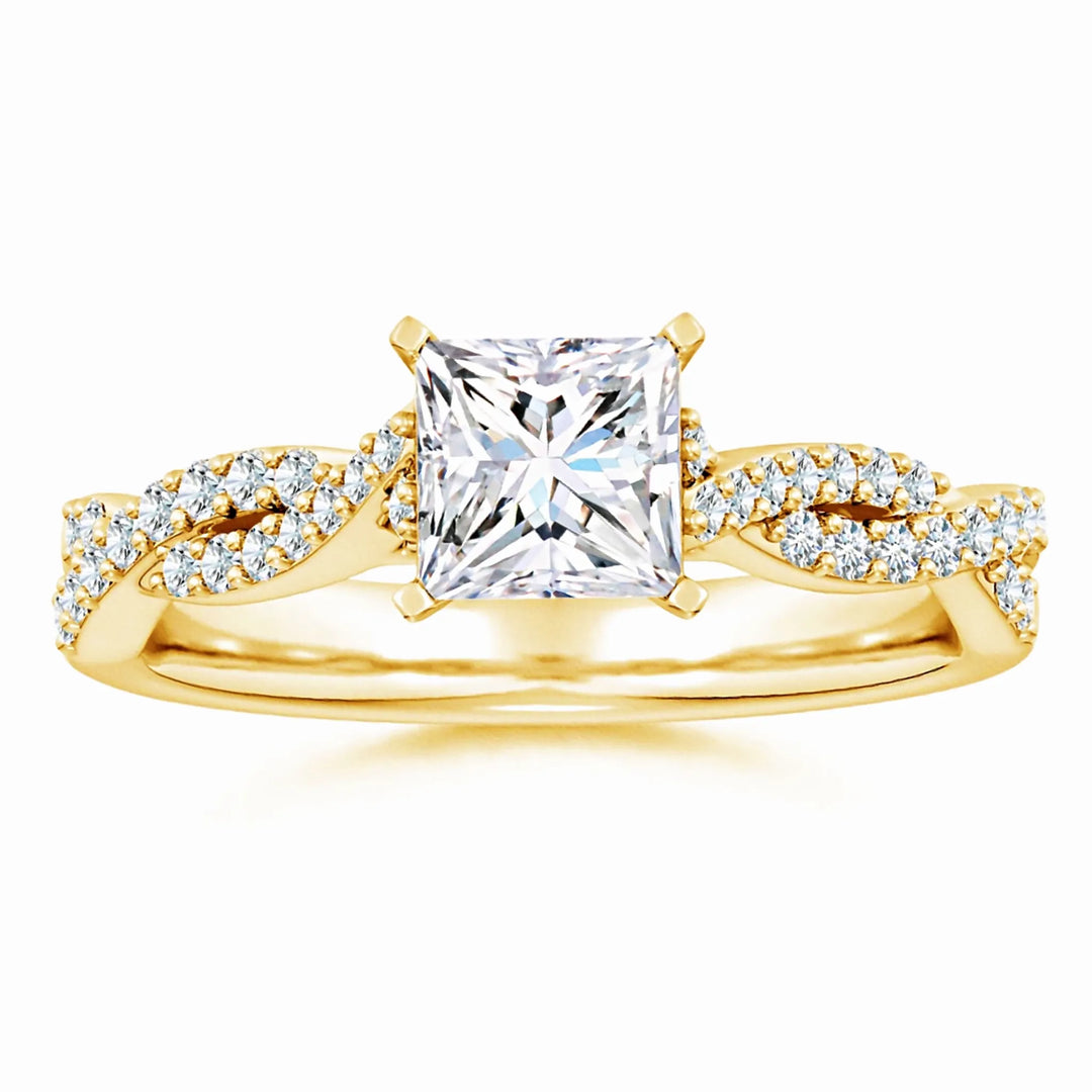 Lab-Grown Peg Head Princess-Cut Diamond Twist Shank Engagement Ring