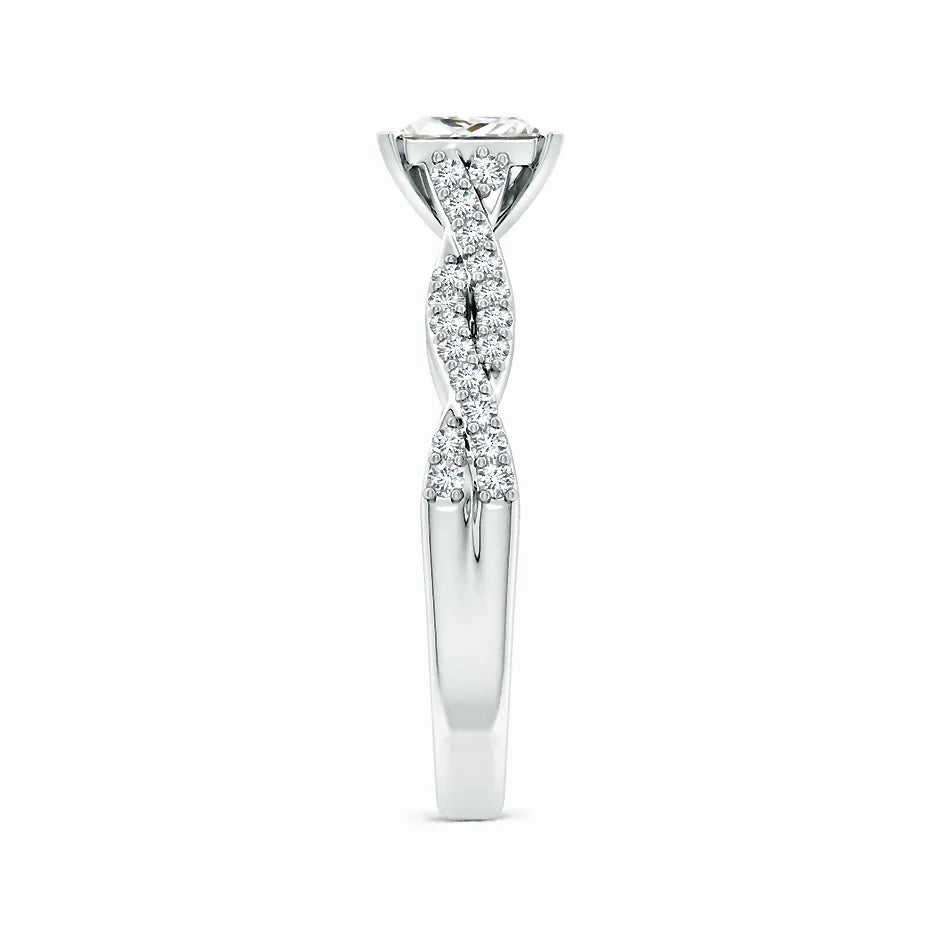 Lab-Grown Peg Head Princess-Cut Diamond Twist Shank Engagement Ring