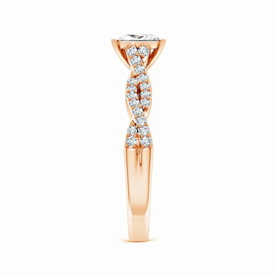 Lab-Grown Peg Head Princess-Cut Diamond Twist Shank Engagement Ring