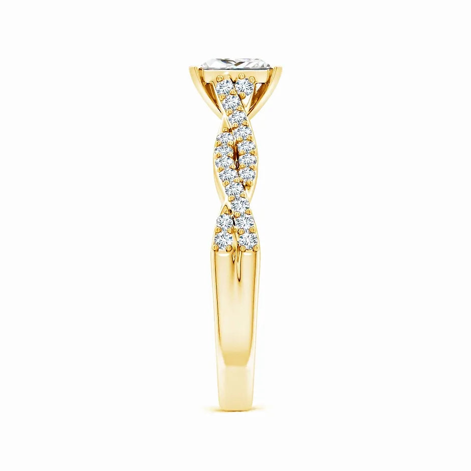 Lab-Grown Peg Head Princess-Cut Diamond Twist Shank Engagement Ring
