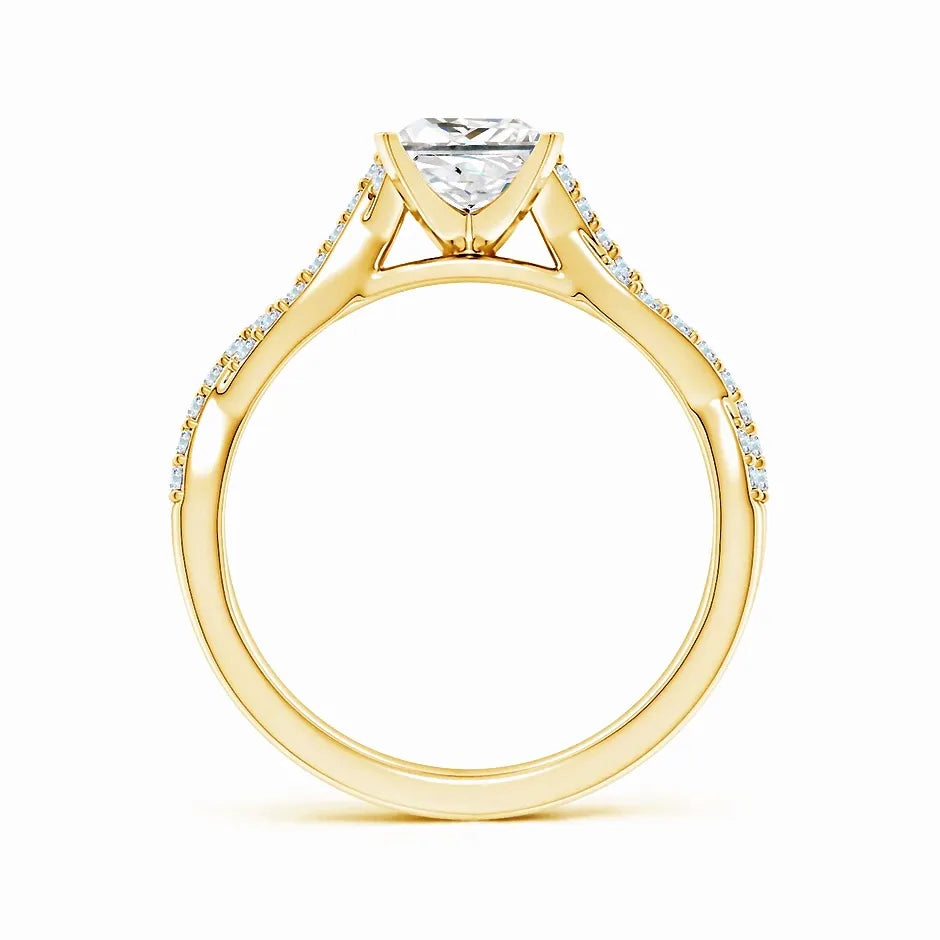 Lab-Grown Peg Head Princess-Cut Diamond Twist Shank Engagement Ring