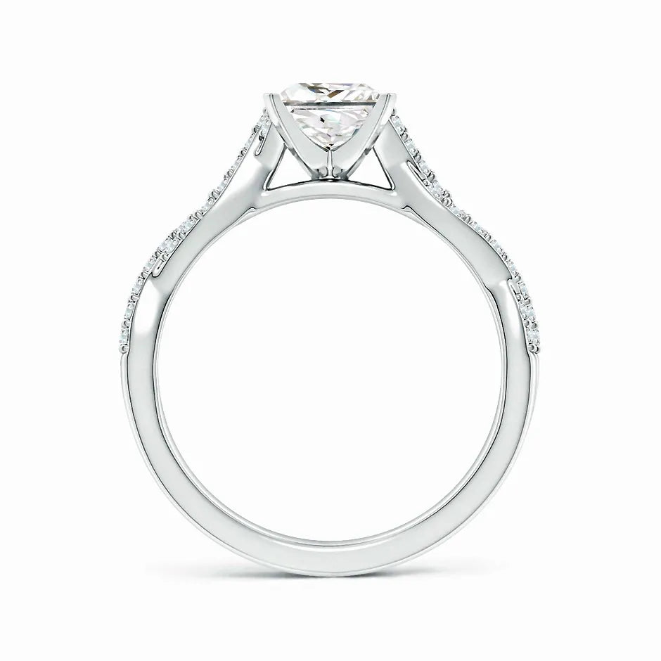 Lab-Grown Peg Head Princess-Cut Diamond Twist Shank Engagement Ring