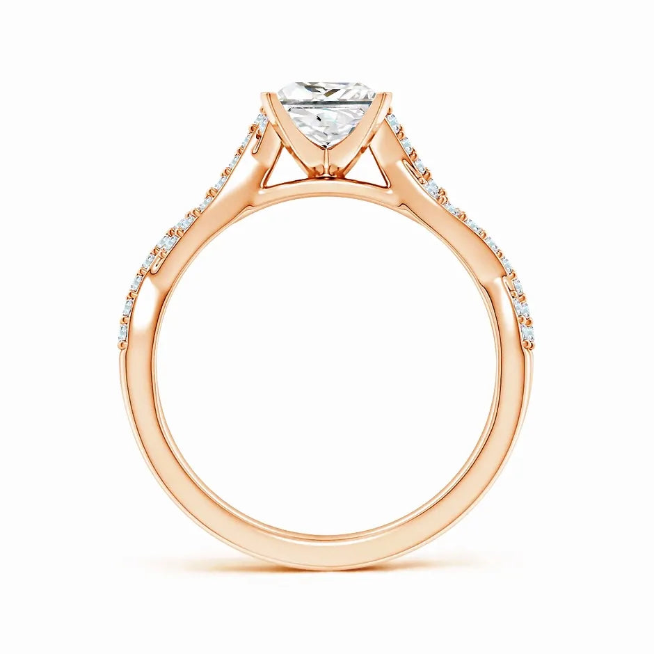 Lab-Grown Peg Head Princess-Cut Diamond Twist Shank Engagement Ring