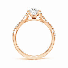 Lab-Grown Peg Head Princess-Cut Diamond Twist Shank Engagement Ring