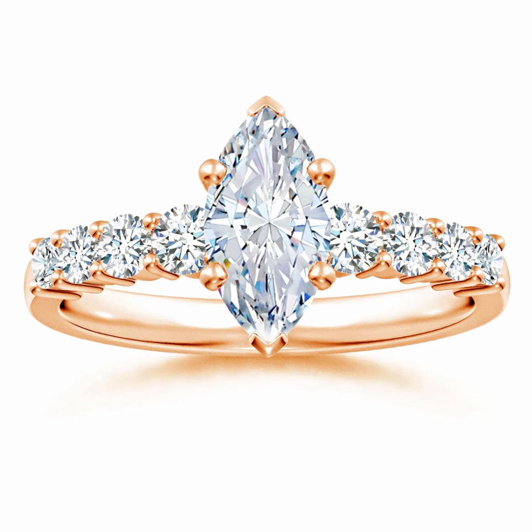 Lab-Grown Solitaire Marquise Diamond Graduated Engagement Ring