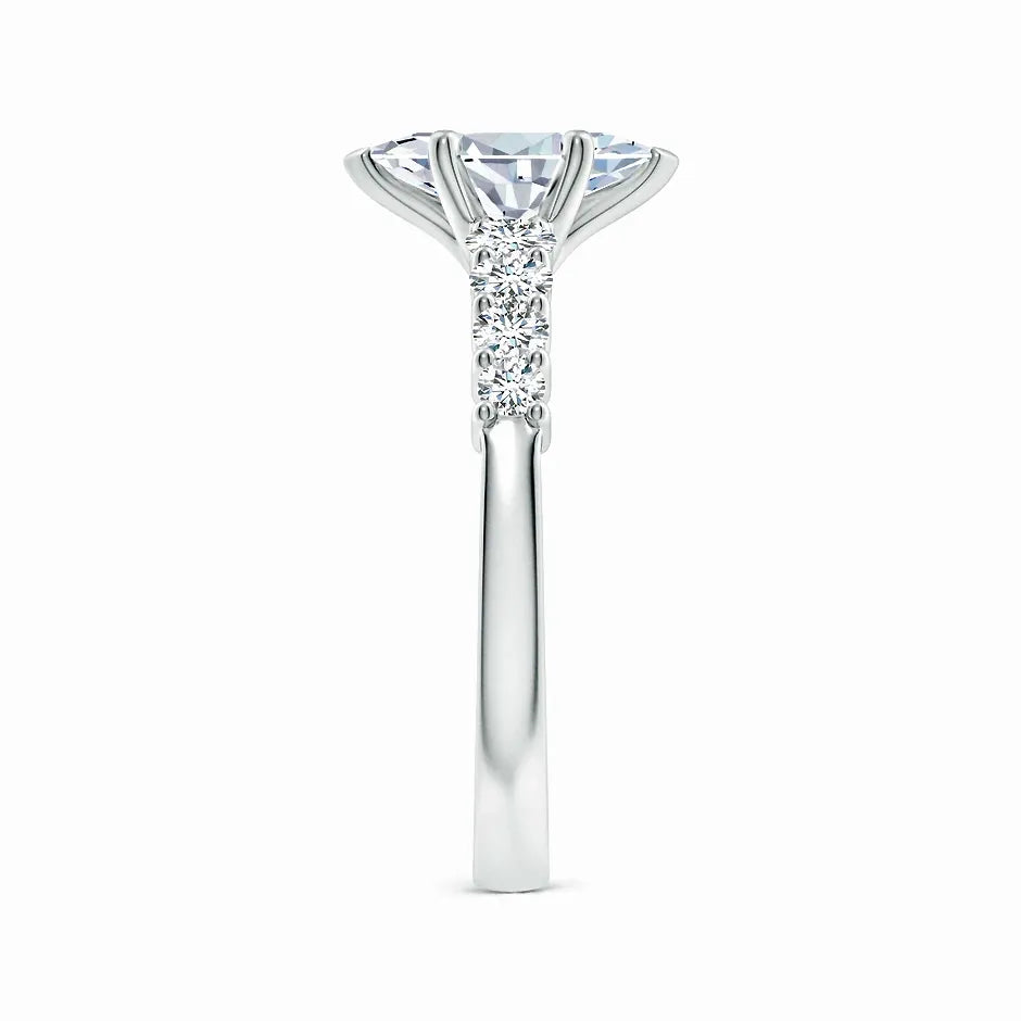Lab-Grown Solitaire Marquise Diamond Graduated Engagement Ring