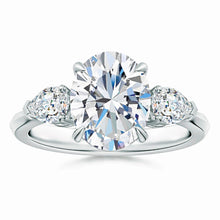 Lab-Grown Oval Diamond and Pear Diamond Three Stone Engagement Ring