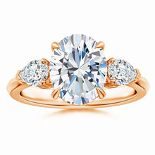 Lab-Grown Oval Diamond and Pear Diamond Three Stone Engagement Ring