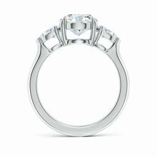 Lab-Grown Oval Diamond and Pear Diamond Three Stone Engagement Ring