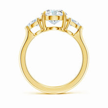 Lab-Grown Oval Diamond and Pear Diamond Three Stone Engagement Ring