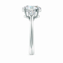 Lab-Grown Oval Diamond and Pear Diamond Three Stone Engagement Ring