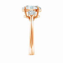 Lab-Grown Oval Diamond and Pear Diamond Three Stone Engagement Ring