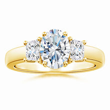 Classic Oval and Trapezoid Lab-Grown Diamond Three Stone Engagement Ring