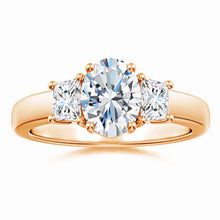 Classic Oval and Trapezoid Lab-Grown Diamond Three Stone Engagement Ring