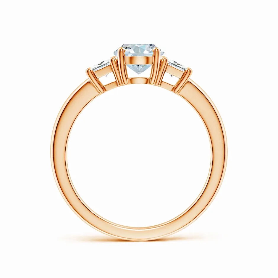 Classic Oval and Trapezoid Lab-Grown Diamond Three Stone Engagement Ring