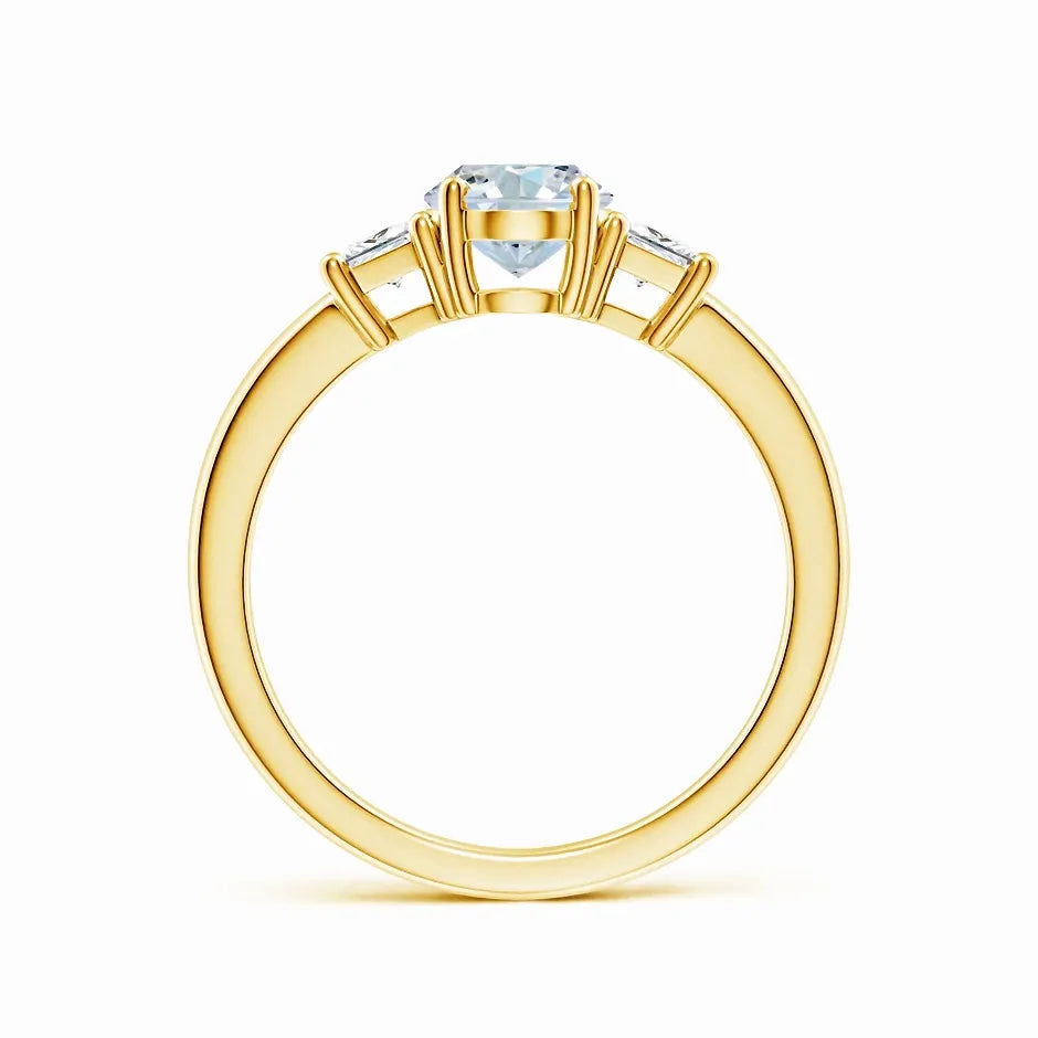 Classic Oval and Trapezoid Lab-Grown Diamond Three Stone Engagement Ring