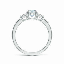 Classic Oval and Trapezoid Lab-Grown Diamond Three Stone Engagement Ring