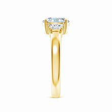 Classic Oval and Trapezoid Lab-Grown Diamond Three Stone Engagement Ring