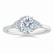 Lab-Grown Oval and Trillion Diamond Three Stone Reverse Tapered Shank Engagement Ring